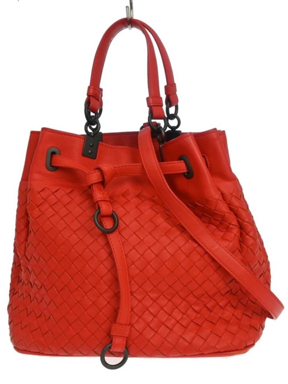 Bottega Veneta Red Intrecciato Bucket Bag